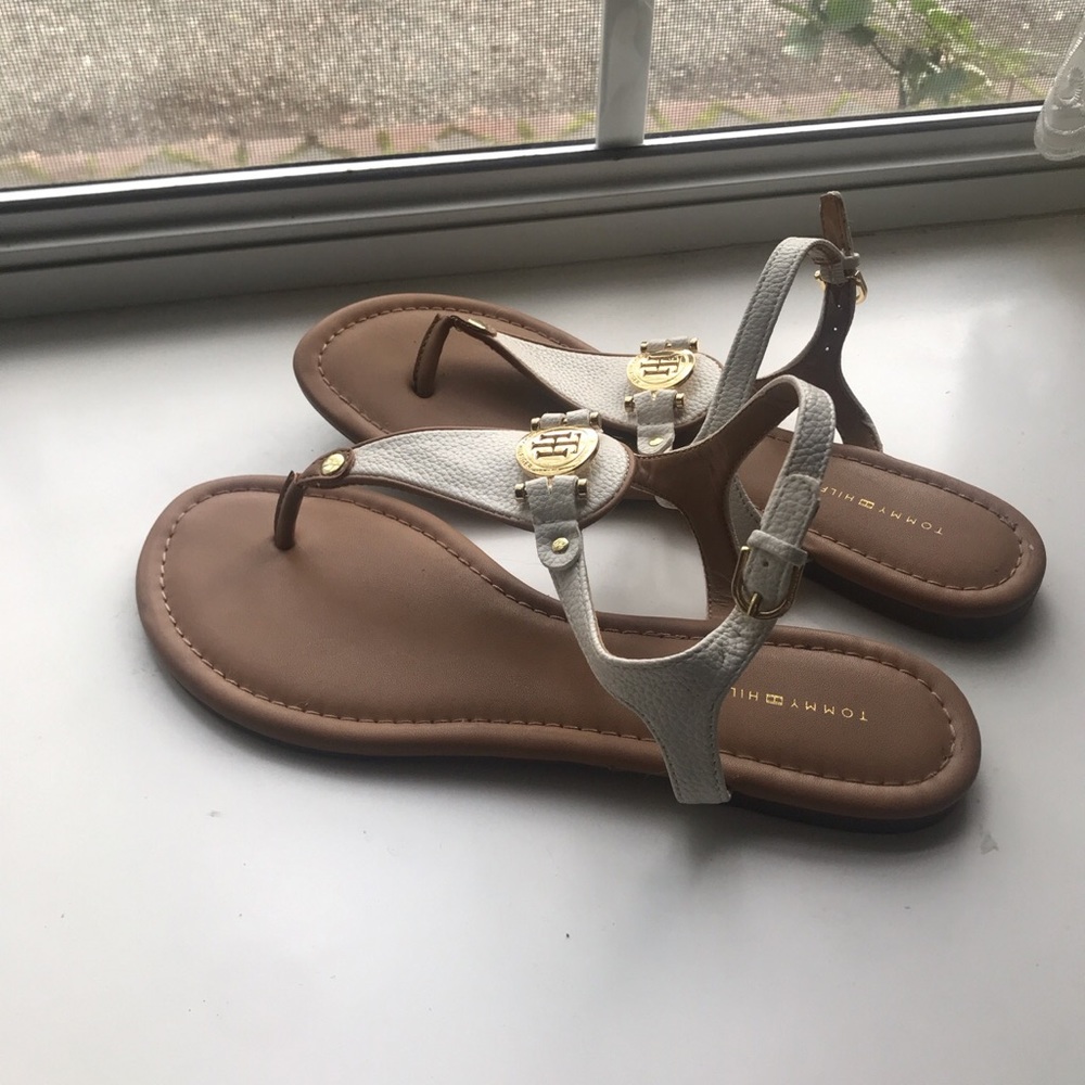 WORN ONCE, white tommy hilfiger sandals